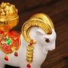 Cute Zodiac Goat Figurine Rotatable Fortune Bag Car Dashboard Ornament Chinese Sheep Ornament  Desk