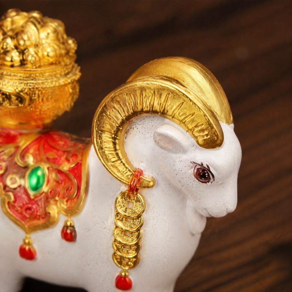 Cute Zodiac Goat Figurine Rotatable Fortune Bag Car Dashboard Ornament Chinese Sheep Ornament  Desk
