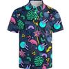 Novelty Graphic Short Sleeve Polo Shirt, Rooster & Taco Print, Casual Fun Wear