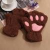 14Colors Fashion Fluffy Lovely Winter Plush Fingerless Bear Cat Paw  Gloves