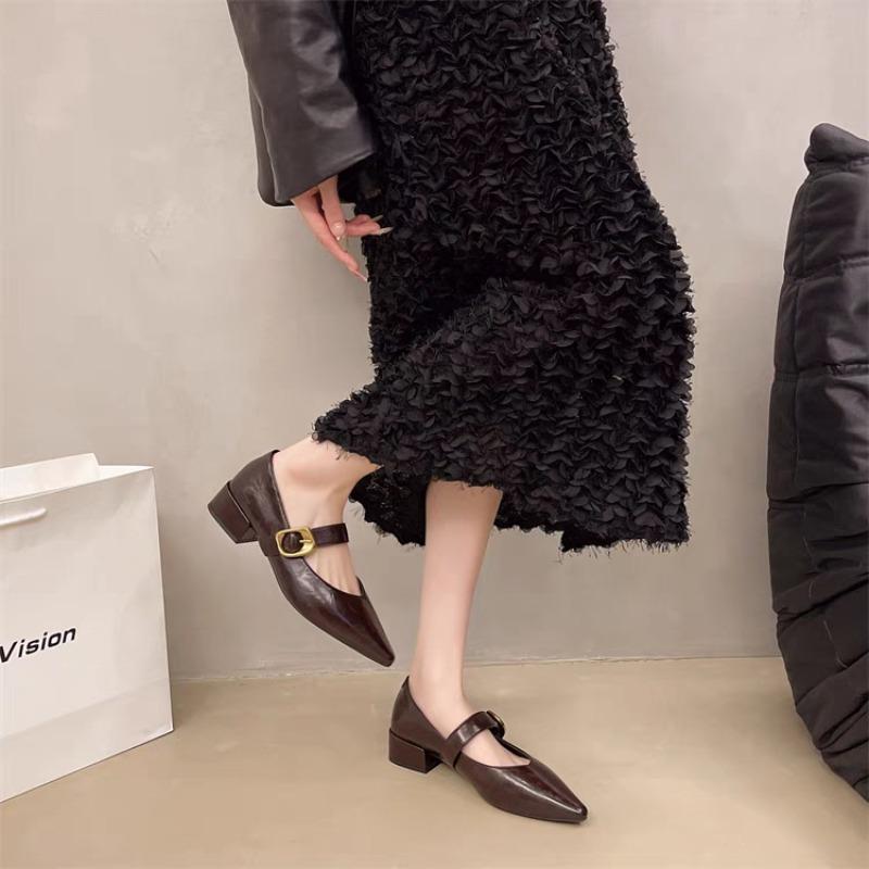 New Style Design High Heeled Mary Jane Pointed Toe Women Single Shoes Leather Comfort Spring Summer Dress Sexy Women's Shoes