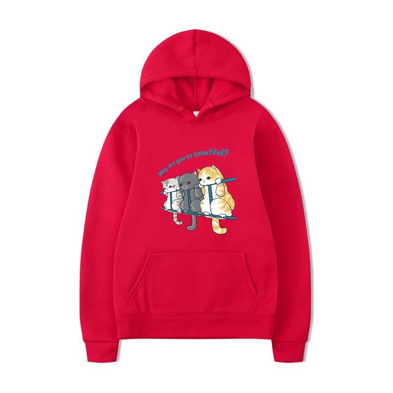 Kočka Pánská Móda Mikiny Pánské Dámské Mikiny s Kapucí Módní Hip Hop Pulovry Podzim Chlapci Dívky Černá Streetwear Mikina