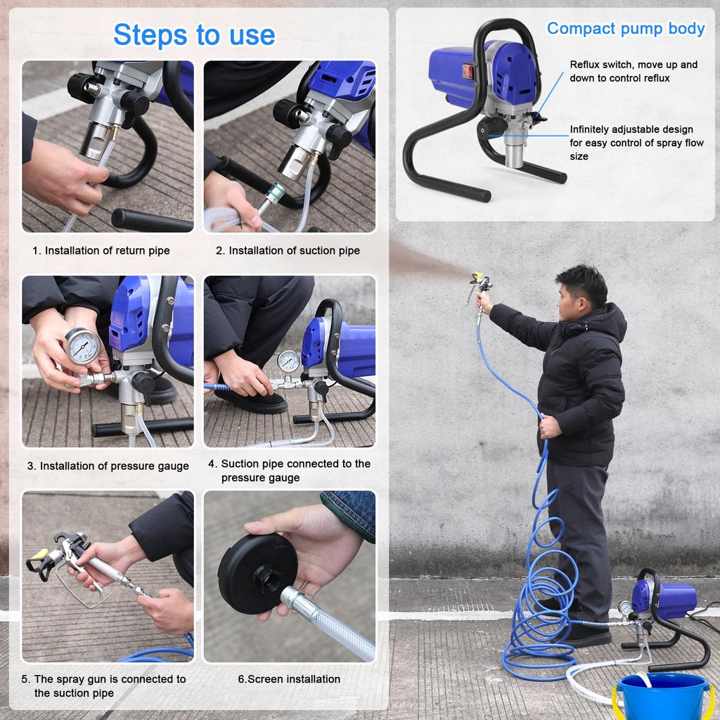 Electric Airless Sprayer Airless Spraying Machine Electric Paint Spraying Machine High Efficiency High Pressure Airless Sprayer