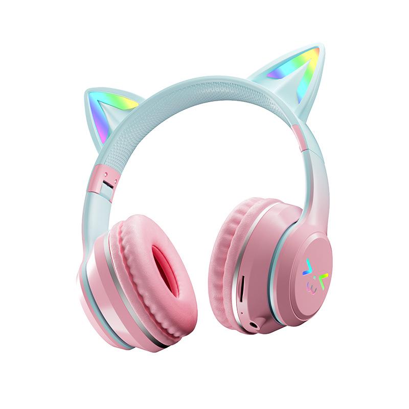 Cat Ear Luminous Foldable Bluetooth Headset with Long Battery Life for Gaming and Sports