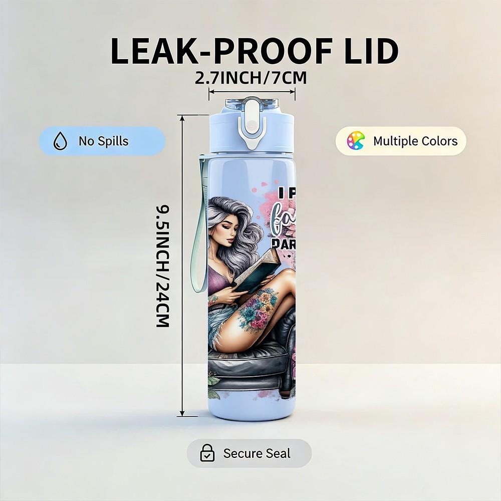 1PC Bohemian Lady Dark Fantasy Art Print 750ml Color Plastic Sports Water Bottle Leakproof Flip Straw Lid Suitable for Sports Office Home Use