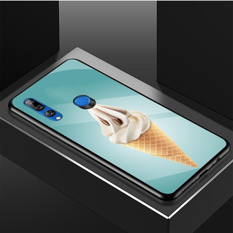 Ice Cream Tempered Glass Phone Case For Huawei Honor 8X 9 10i 20i 20Lite 20Pro 30 Pro Cover Shell