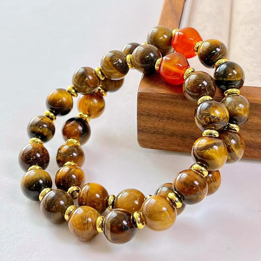 10Mm Boutique Natur Tigerauge Chalcedon Armband Armband, Treue über die Basis