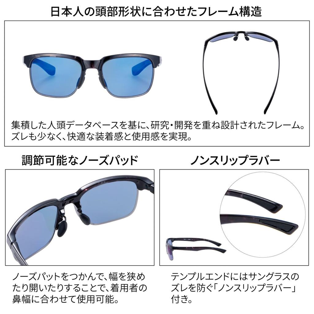 Made in Japan Sports Sunglasses and Outdoor DMSM Demi Smoke x Clear Smoke Polarized ULTRA Ice Blue [SWANS] ER-1 (for Golf, Fishing, Activities)