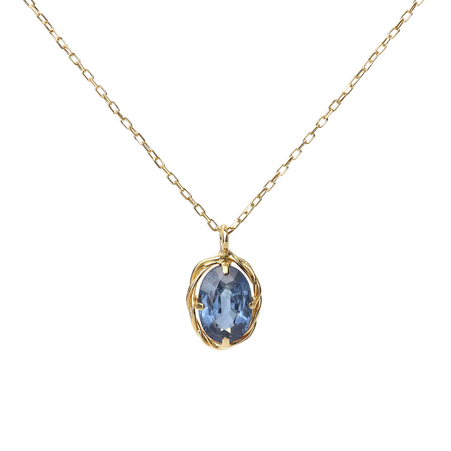 

Sapphire Necklace 18K K18 Yellow Gold 18K Single Bead Blue Blue [Barzaz] Women s синій