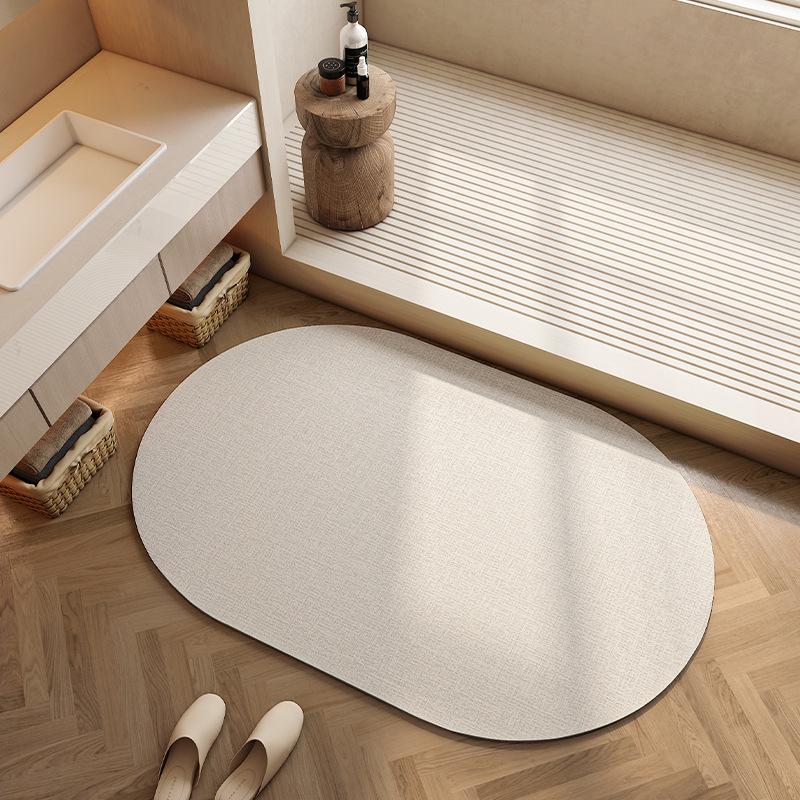 Japanese Diatom Mud Bathroom Mat: Water-Absorbing, Anti-Slip, Quick-Drying, Easy-Clean Decorative Foot Mat for Toilet Door.