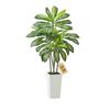 VEVOR Artificial Dracaena Tree 1524 Mm, Fake Palm Tropical Plants with White Tall Planter, Faux Floor Silk Plant In Pot