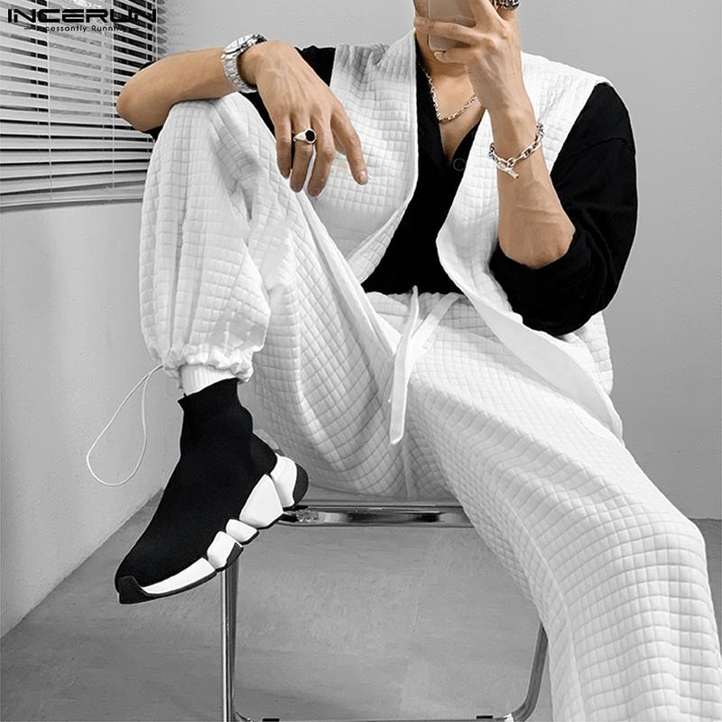 

INCERUN Весенне-осенние комплекты из двух предметов, мужские куртки и длинные брючные костюмы больших размеров