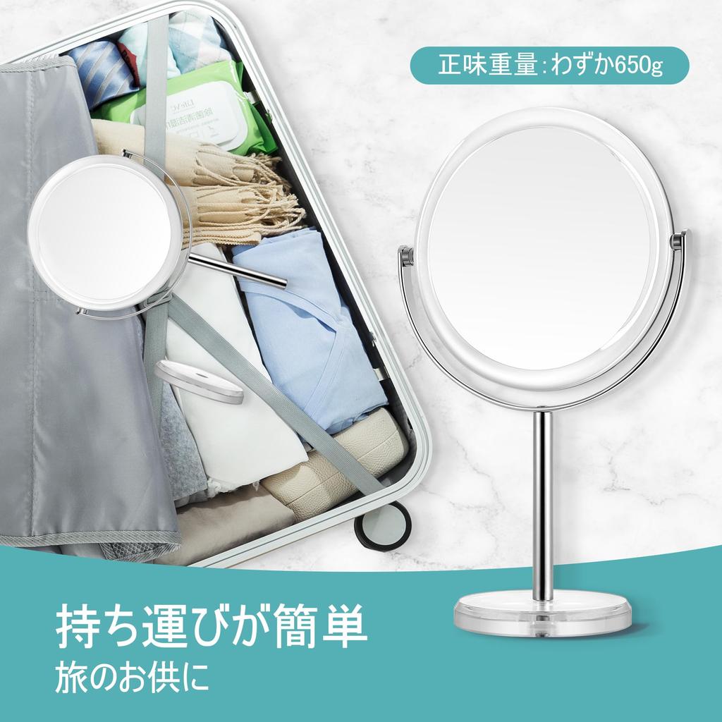 Magnifying large makeup easy to gift for clear glass, 20x/1x, 360° rotation, double-sided mirror, install, travel, women,