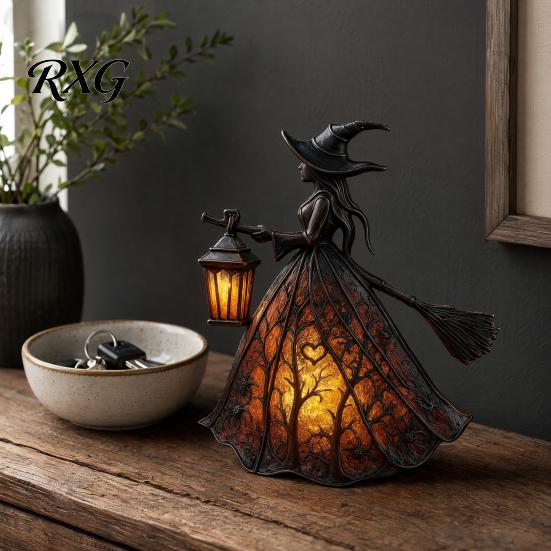 Dekorative Hexenlampe Halloween-Dekoration, Gotische Laternenhalterin Licht, Gruselige Nacht für Feiertagsparty Tischdeko Licht