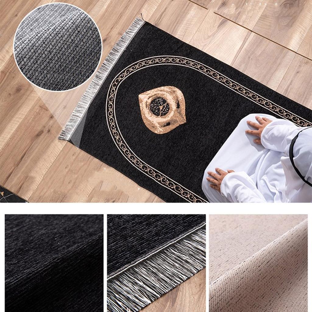 Arabic Prayer Mat with Tassels Islamic Prayer Rugs Muslims Pilgrimages Blanket Home Kneeling Mat Machine Washable