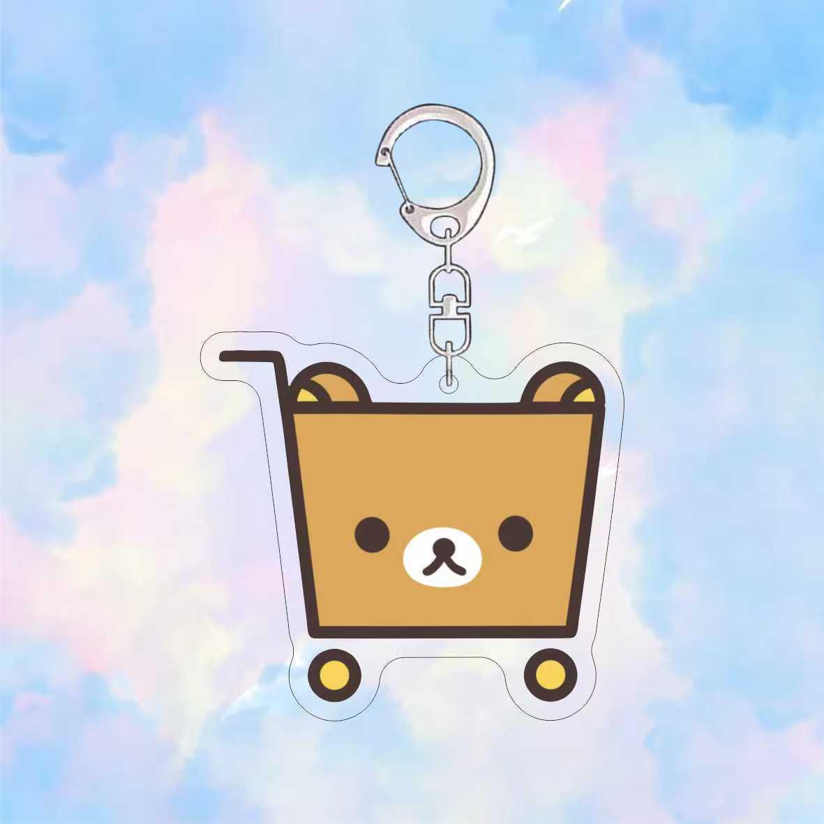Rilakkuma Cartoon Acrylic Keychain: Cute 2D Flat Pendant, Couple Style Backpack Charm