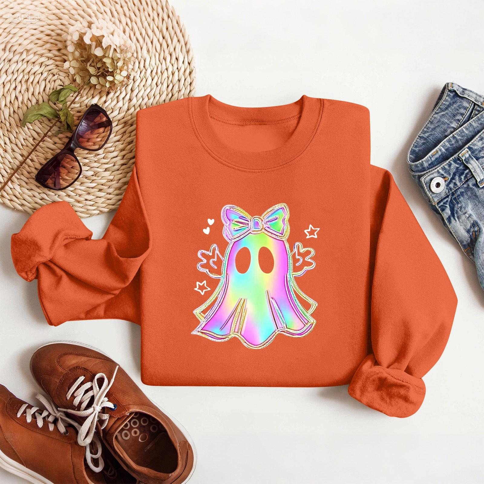 

Женские топы Женский свитшот с длинным рукавом Повседневный с круглым вырезом Свободного кроя Пуловер Флисовые топы XXL оранжевый