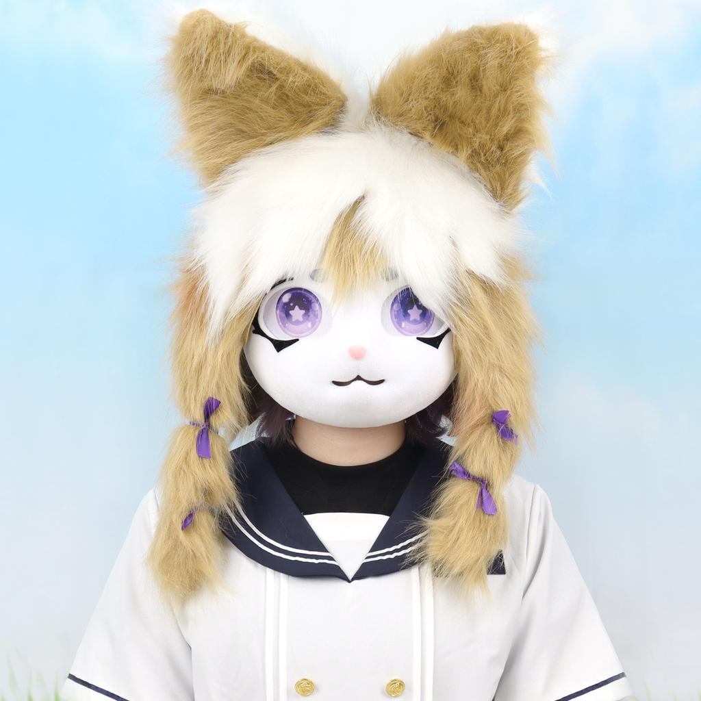 Kig rabbit fursuit single head hood Furui control cute rabbit ears Lolita cos wearable