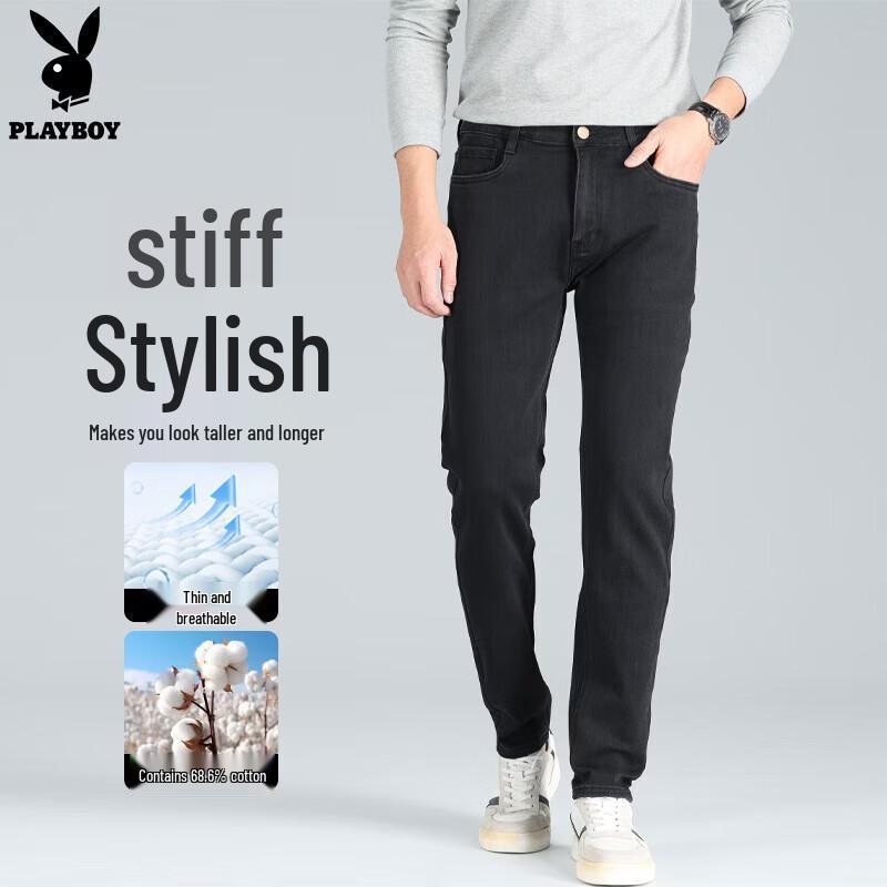 PLAYBOY Men s Relaxed Straight Fit Stretch Denim Jeans 36