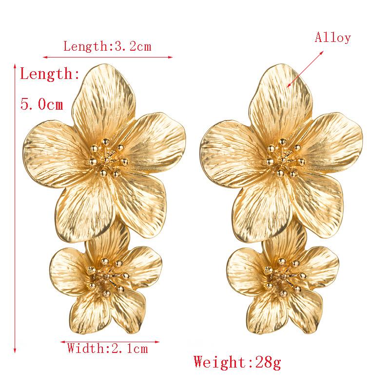 Tarnish Free Vintage Gold Color Stainless Steel Drop Earrings Metal Waterproof Statement Stylish Gold Color Exaggerated