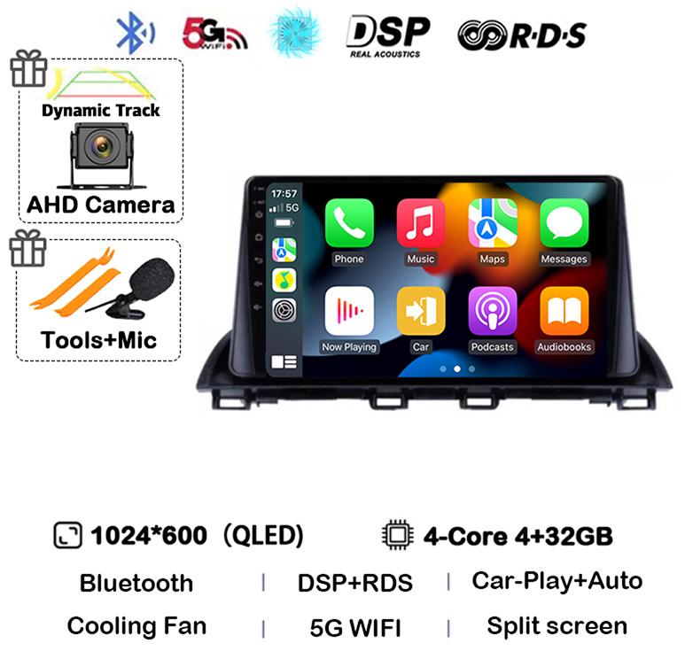 Android 14 Carplay Auto For Mazda 3 Axela 2013 - 2019 Car Radio Multimedia Player GPS Navigation Video Stereo Head Unit 2Din DVD