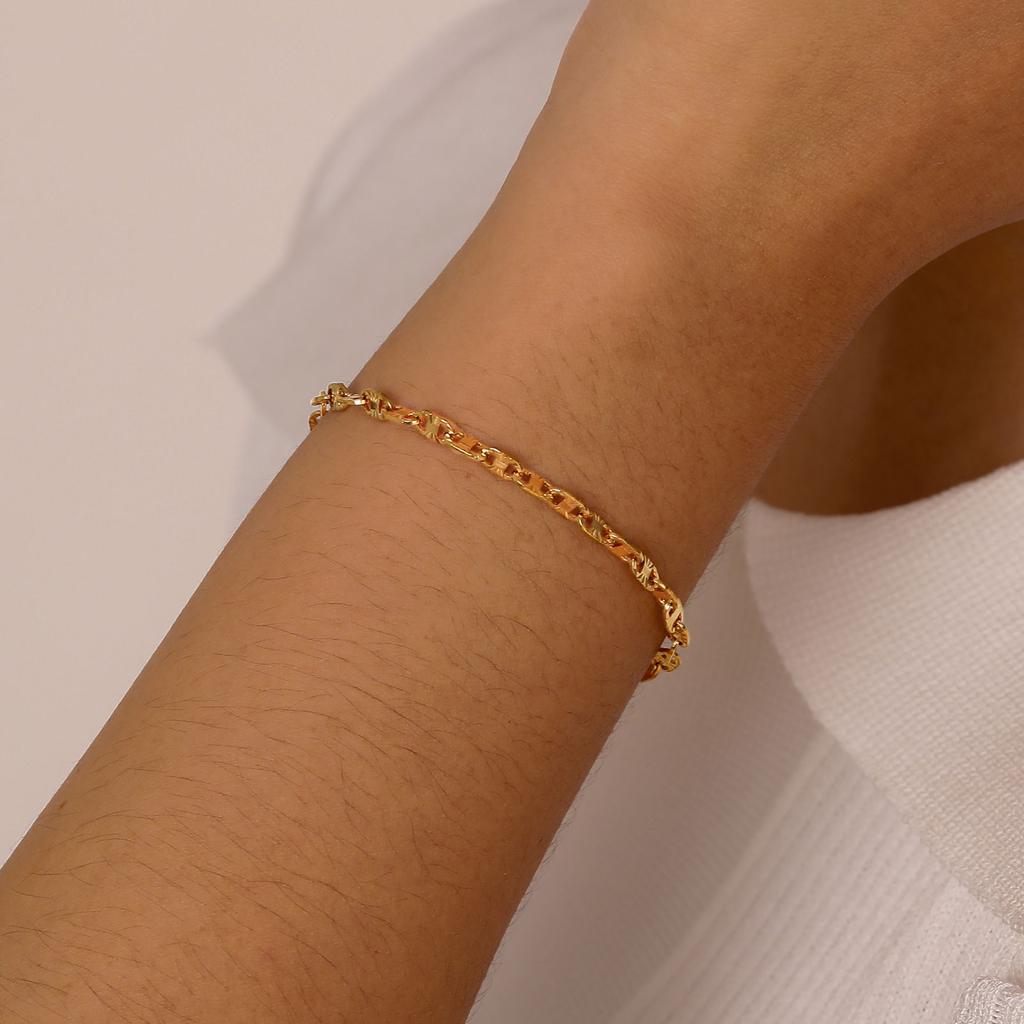 Simple Handmade Chain Bracelets for Women Girls,Gold Color Stainless Steel Lucky Wristband Bracelet,Birthday Gifts for Her