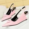 Fashion High Heels Women Sandals Fashionable Patent Leather Pointed Hollow Back Strap High Heeled Sloping Heel Shoes for Women's Shoes