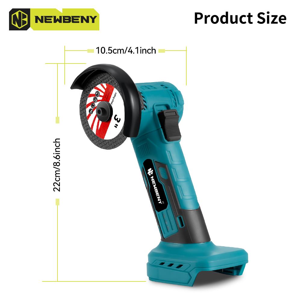 Newbeny Mini Meuleuse d'Angle Électrique Sans Fil Sans Balais 3 Pouces Outil de Meulage, Polissage et Coupe Efficace pour Métal et Bois Pour Batterie Makita 18V