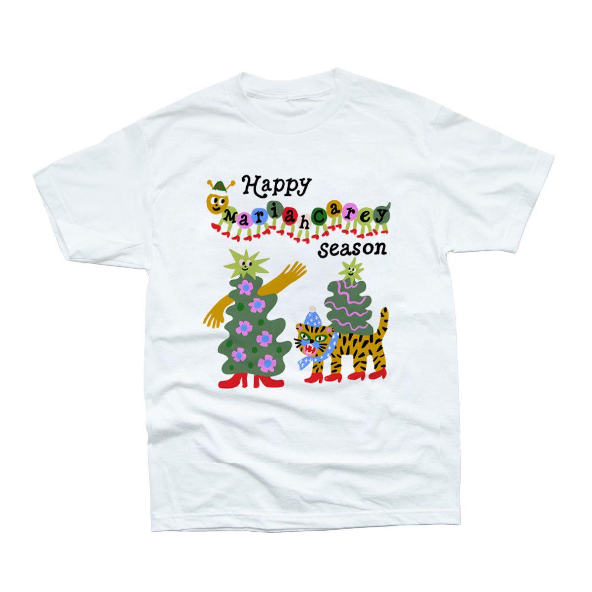 

Funny Christmas Fun and Creative American Retro Vintage Loose Couple Pure Cotton Short-sleeved T-shirt 4XL