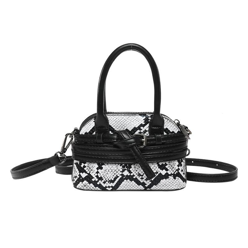 

Сумки В этом году популярны маленькие сумки 2025 новая европейская и американская мода змеиный узор ретро портативная женская на плечо сумка-ракушка белый