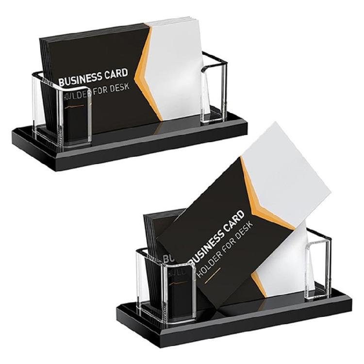 Clear Acrylic Business Card Stand Large Compartment Name Card Organiser Container For Efficient Business Card Management