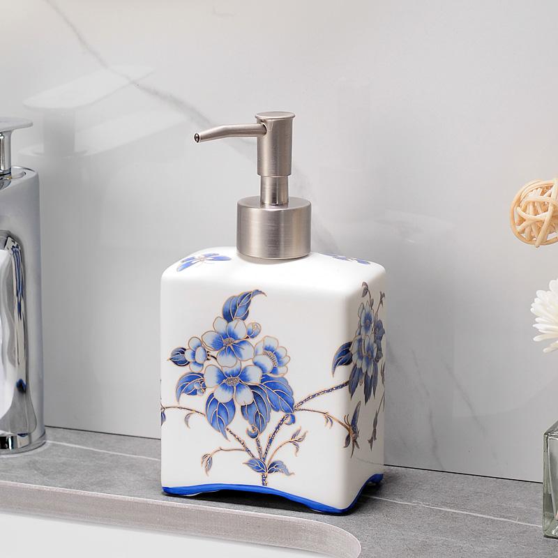 Creative Painted Flower Golden Press Soap Dispenser Exquisite Travel Portable Shampoo Bottle Home Large Capacity Lotion Bottle