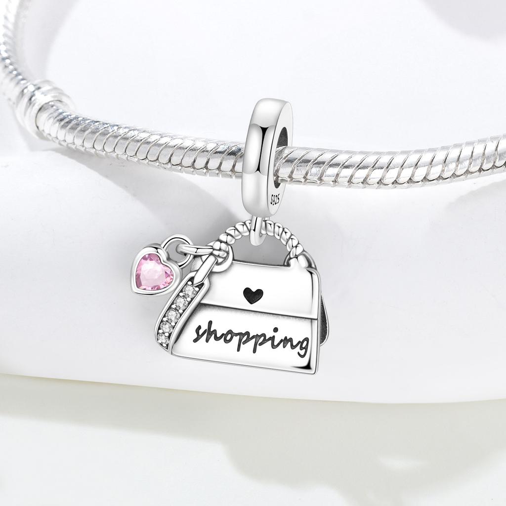 Copper Shopping Bag Original Pendants Bracelet Charms Jewelry Party Beads Diy Trendy Gifts