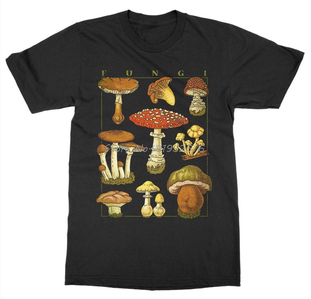Pilze T-Shirt Funghi Pilz Botanischer Garten Pflanzen Druck Kunst Frucht Blume Neuest Buchstabe Pr