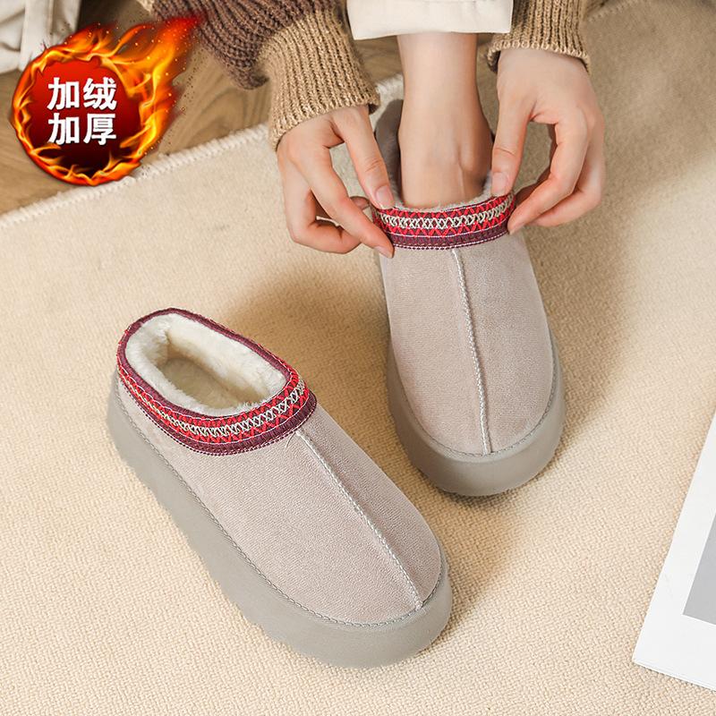 Cotton shoes, new large-size European and American thick-soled snow boots in autumn and winter, heightening and velvet to keep warm, wearing women'