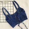 Trendiges Jeans-Crop-Top mit Kreuzträgern - Sexy Sommer-Mode für Damen