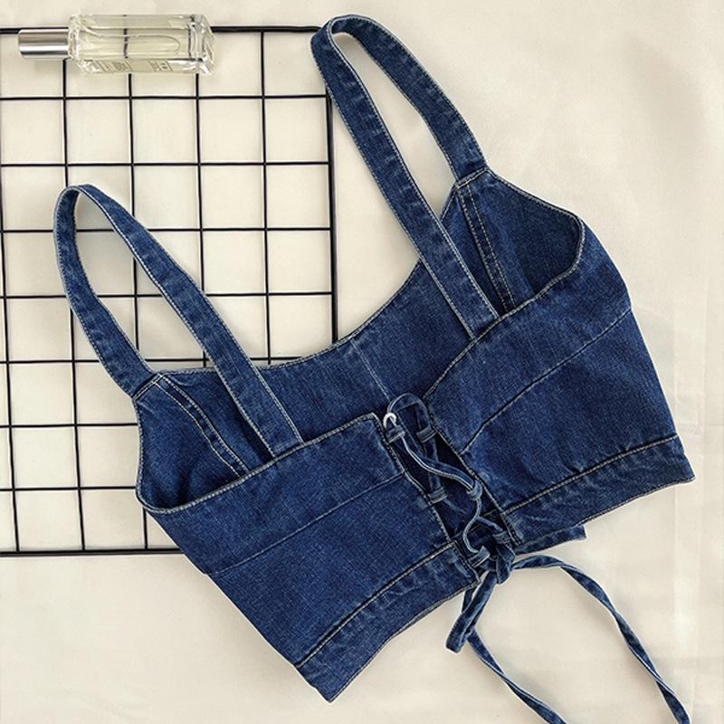 Trendiges Jeans-Crop-Top mit Kreuzträgern - Sexy Sommer-Mode für Damen