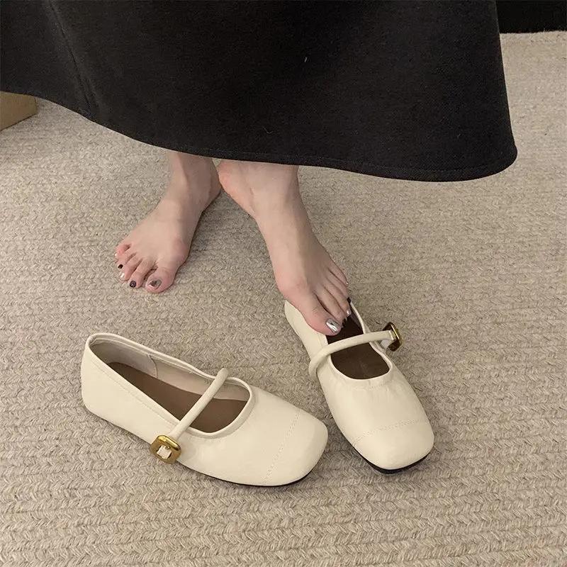 Fashion Japanese Style Lolita Square Toe Women's Flat Shoes Mary Jane Gothic Ladies Footwear Cheap Clearance Shoe Social Young Korean 39