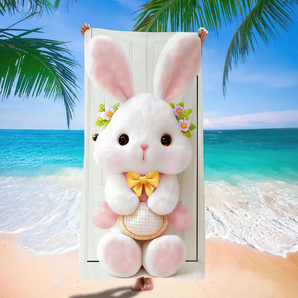 New Easter Beach Towel Festive Party Arrangement Outdoor Beach Towel Microfiber Rabbit