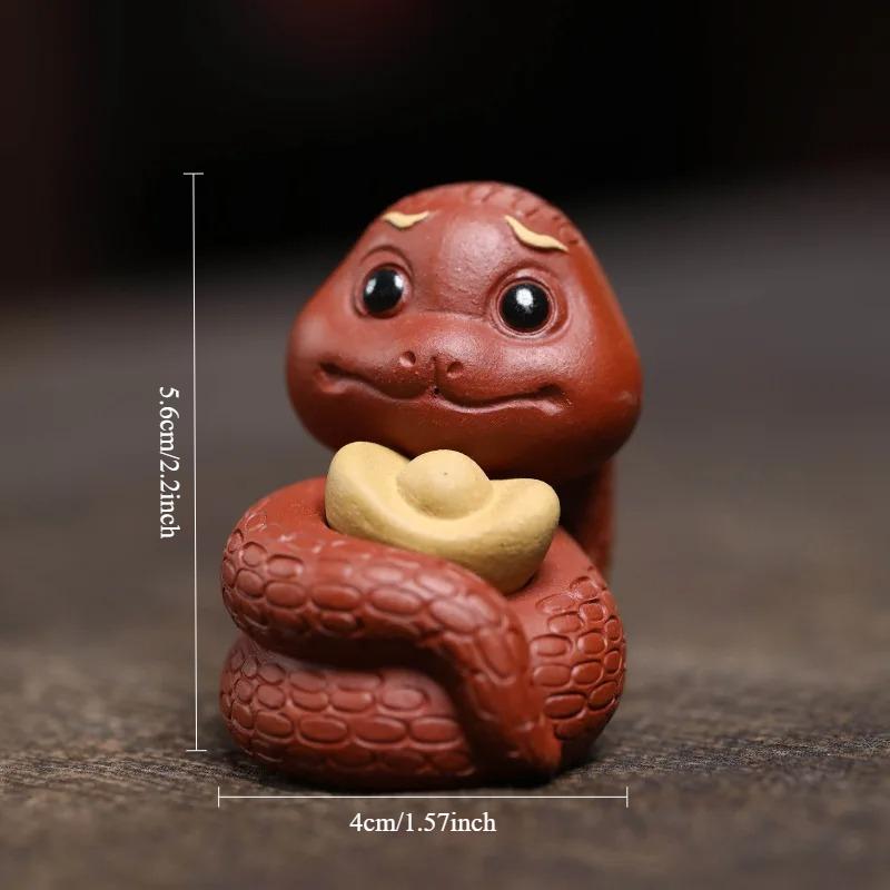 Purple Sand Tea Pet Household Teaware Decoration Lovely Art Tea Pet Creative Can Raise Tea Play Decoration Zodiac Snake Mascot
