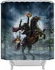 Gothic Medieval Horseman Halloween Shower Curtain Creepy Castle Pumpkin Full Moon Horror Headless Horseman Decor Hooks
