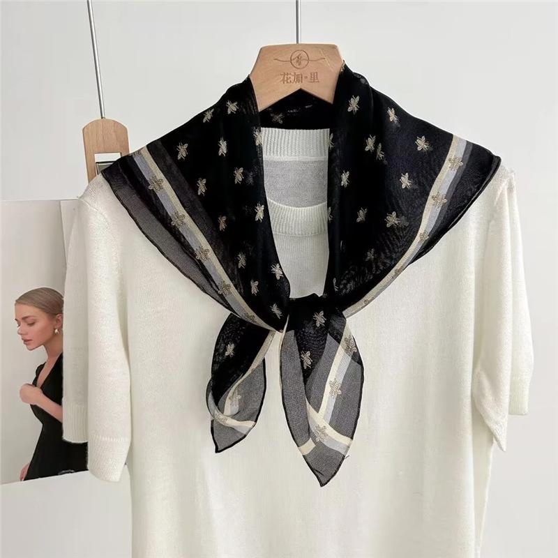 100% mulberry silk 65 silk silica childlike bee square scarf women s spring summer thin breathable shawl silk scarf Standard