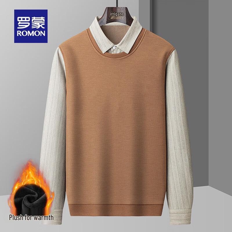 

ROMON Men s Wool Blend Waffle Knit Fleece Lined Thermal Pullover 3XL (190)