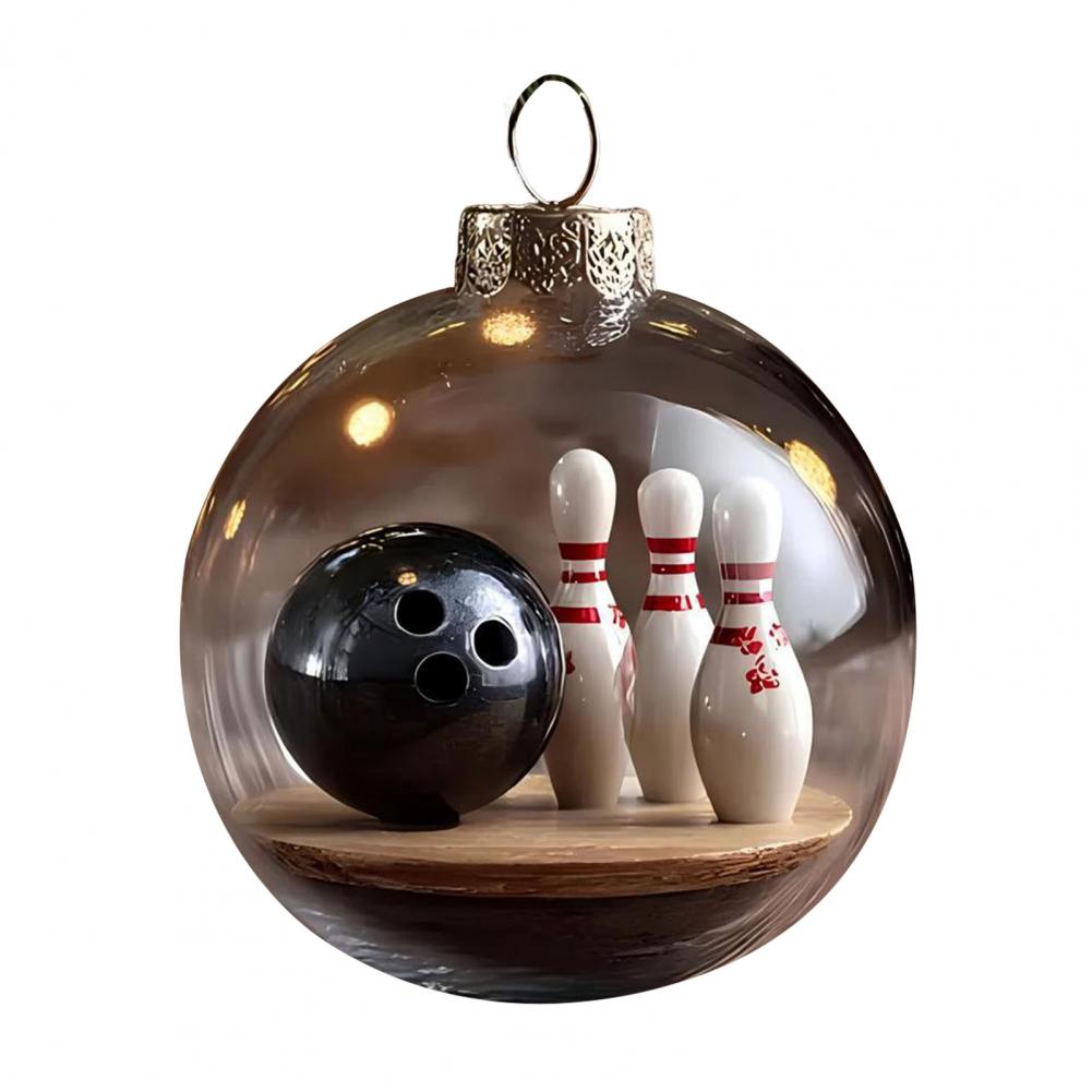 Ornamenti Divertenti per Albero di Natale a Forma di Palla Sportiva 3D Micro Scena Ornamento Sportivo Festivo Palla Trasparente Decorazione da Appendere Ornamento per la Casa