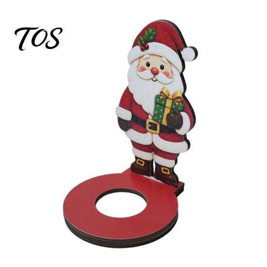 Creative Holiday Gifts for Friends Wooden Christmas Tealight Candle Holder, Santa Snowman Angel Reindeer Fireplace Mantle Decor Figurine, Tabletop
