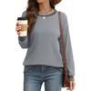 QICED Women's Fashion Casual Long Sleeve O-Neck Blouses & Shirts