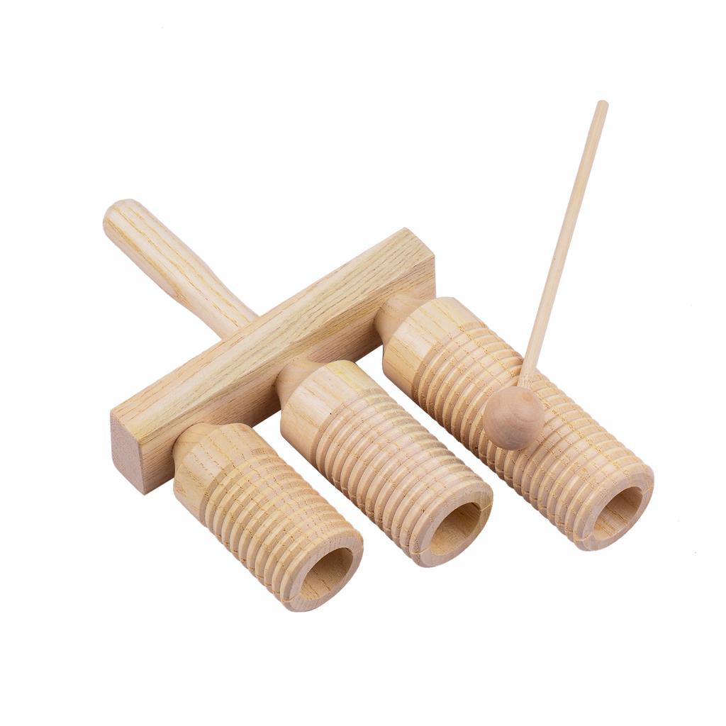Percussion Wood Block 3 Tone Wooden Percussion Musical Instrument Children Musical Toys with Mallet