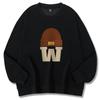Women Crew Neck Mid-Length Sweatshirt Loose Fit Fleece Lined Letter Print No-Hood Pullover Fall Casual Top
