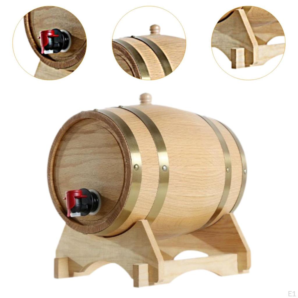 5L Wooden Aging Barrel Wine Gift Vintage Style Container Beer