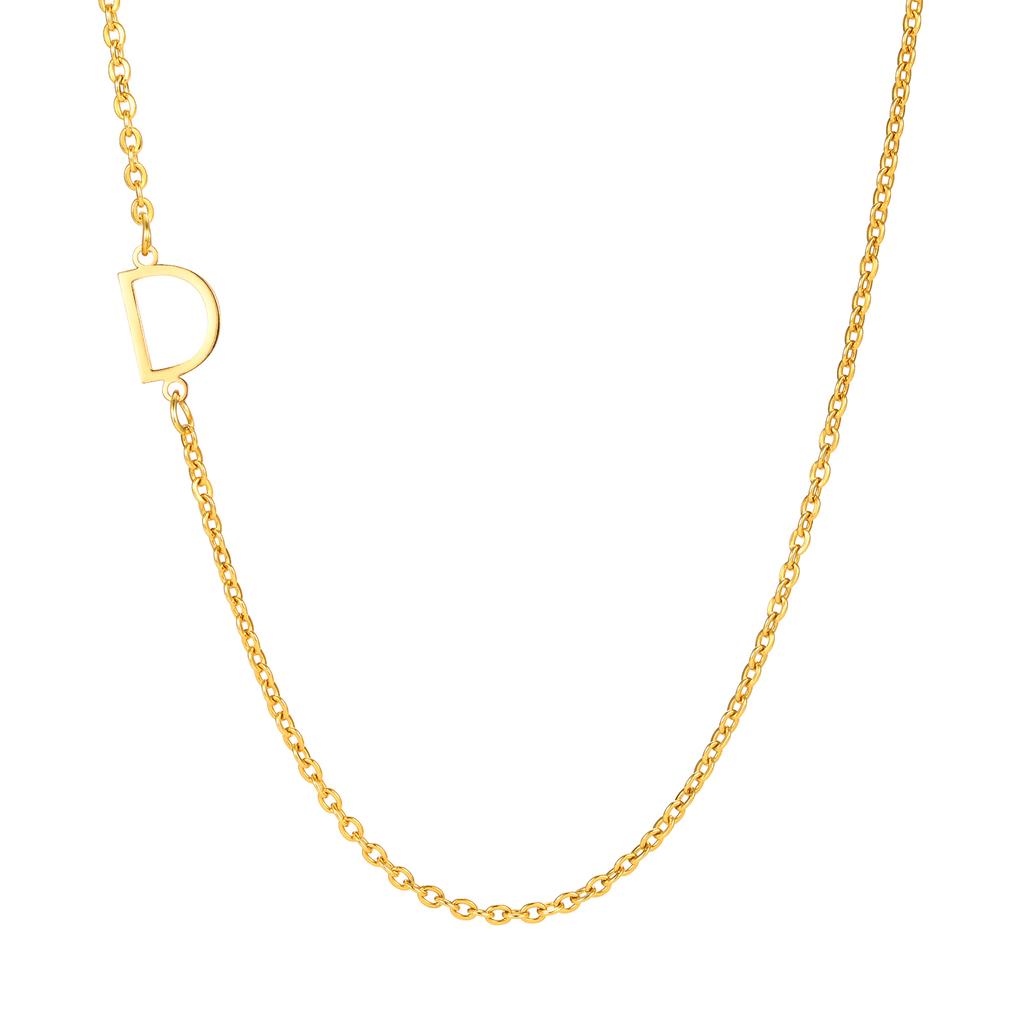 A-Z 26 Letters Initial Necklaces for Women 18k Gold Color Stainless Steel Necklace Rolo Chain Pendants Anniversary Jewelry